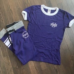 Pink Victoria Secret rare navy blue yoga set sz m